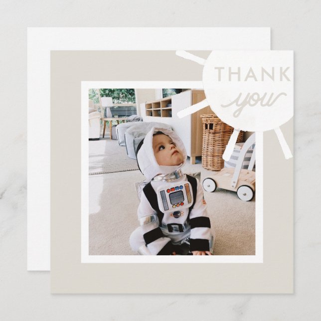 Cartão De Agradecimento Festa de Aniversário Personalizada com Foto ao Sol (Frente/Verso)