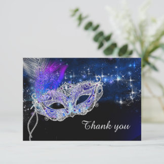 Cartão De Agradecimento Festa de Aniversário Personalizada de Mascarada