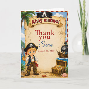 Cartão De Agradecimento Festa de Aniversário Pirata
