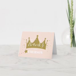 Cartão De Agradecimento Festa de Aniversário Rosa Coroa de Princesa