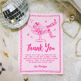 Cartão De Agradecimento Festa de aniversário Rosa Quente Mais Velha De Um