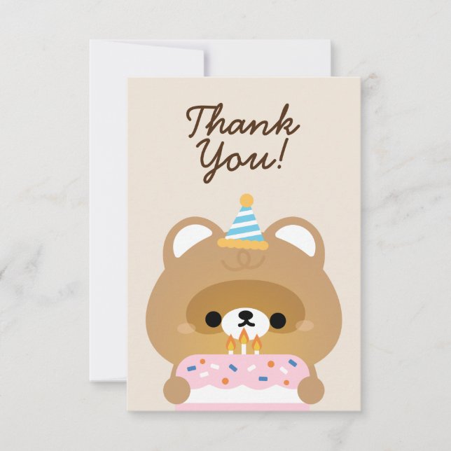 Cartão De Agradecimento Festa de aniversário Simples e Bonita (Frente)