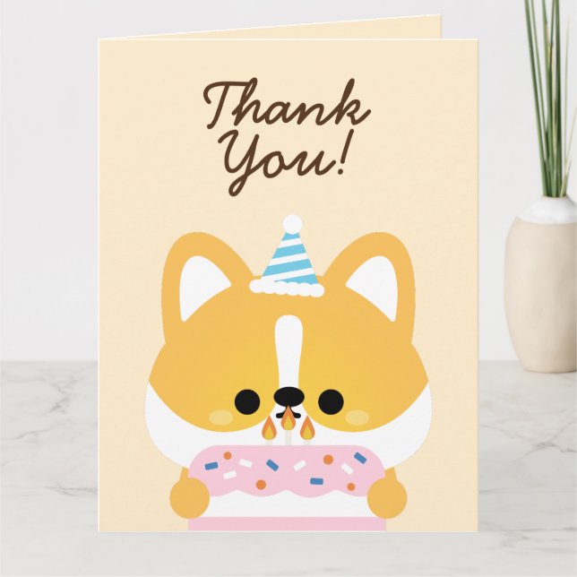 Cartão De Agradecimento Festa de aniversário Simples e Bonita (Frente)