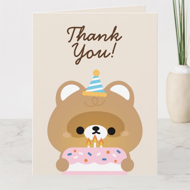 Cartão De Agradecimento Festa de aniversário Simples e Bonita (Frente)