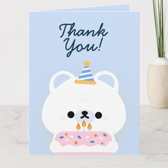 Cartão De Agradecimento Festa de aniversário Simples e Bonita (Frente)