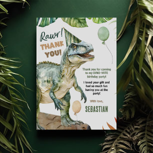 Cartão De Agradecimento Festa de aniversário T Rex do Dinossauro da Selva