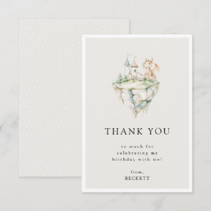 Cartão De Agradecimento Festa de Aniversário Tema Dragão Fofo