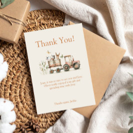 Cartão De Agradecimento Festa de Aniversário Tema Fazenda Fofa para Menino