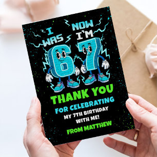 Cartão De Agradecimento Festa de Aniversário Tendência de Meme Seis Sete 6
