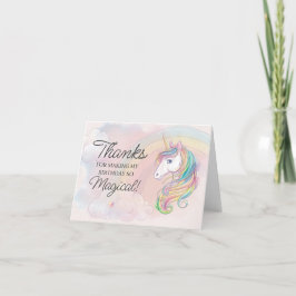 Cartão De Agradecimento Festa de aniversário Unicorn obrigado cartas