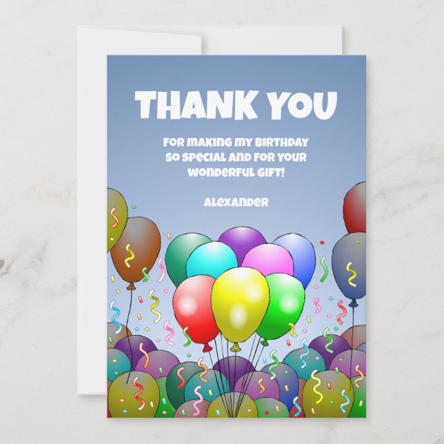 Cartão De Agradecimento Festa de Balões de Aniversário (Frente)