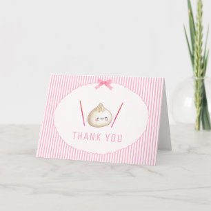 Cartão De Agradecimento Festa de Bebê Menina Adorável Rosa Arco Dumpling A