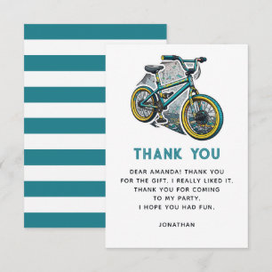 Cartão De Agradecimento Festa de Bicicleta BMX para Crianças. Aventura de 