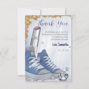 Cartão De Agradecimento Festa de Bola de Aniversário Personalizada e Luxuo