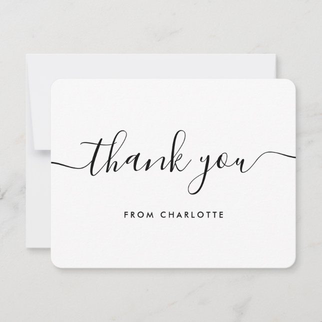 Cartão De Agradecimento Festa de Casamento Preto Moderno Aniversário (Frente)