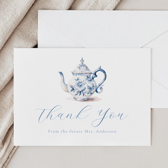 Cartão de Agradecimento Festa de Chá Azul (Criador carregado)