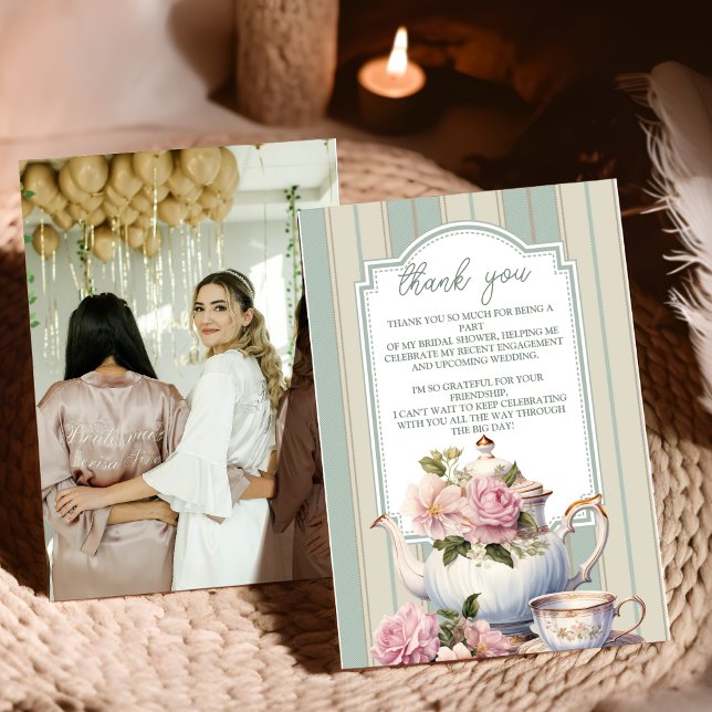 Cartão De Agradecimento Festa de Chá com Chá de Panela Photo Love (Criador carregado)