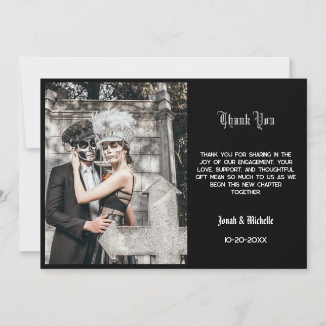 Cartão De Agradecimento Festa de Compromisso do Dia dos Mortos Preto (Frente)