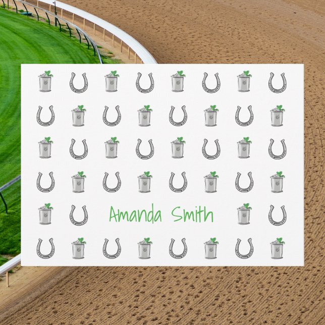 Cartão De Agradecimento Festa de Derby Mint Julep e Horseshoe Preppy (Criador carregado)