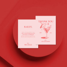 Cartão De Agradecimento Festa de Despedida de Solteira com Drinks Retrô