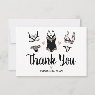 Cartão De Agradecimento Festa de Despedida de Solteira Lingerie Obrigado P