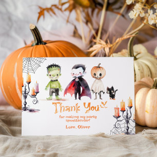 Cartão De Agradecimento Festa de fantasia de monstro fofo de Halloween obr