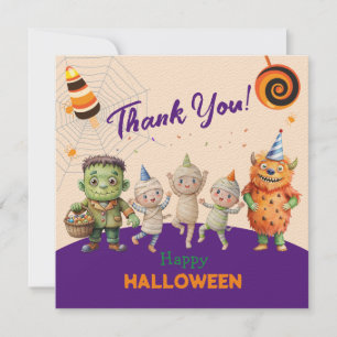 Cartão De Agradecimento Festa de Fantasias de Halloween Monstros Dança div