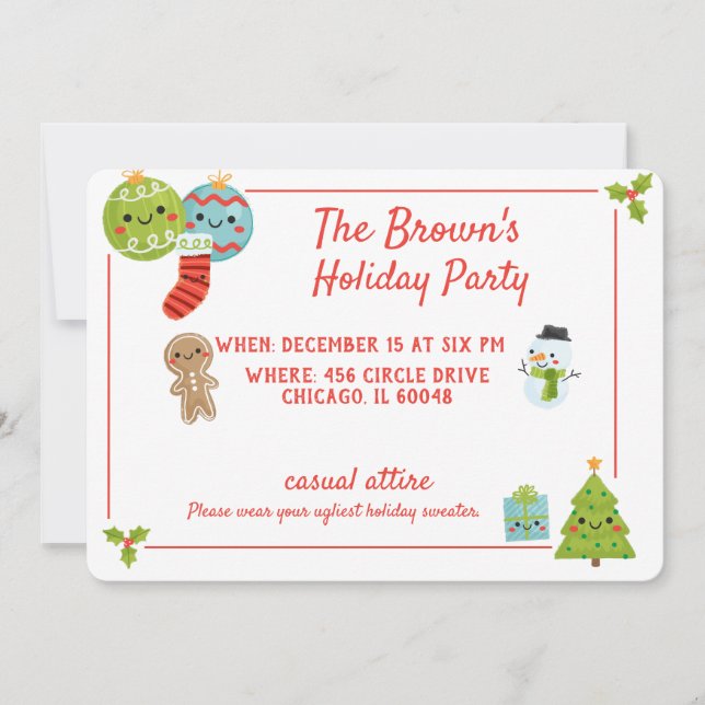 Cartão De Agradecimento Festa de Férias (Frente)