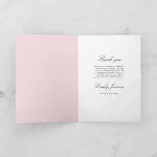 Cartão De Agradecimento Festa de Formatura com Laço Rosa Coquette Moderna