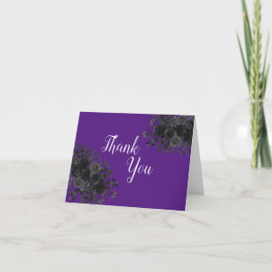 Cartão De Agradecimento Festa de formatura Gótica Rosa preto Roxo