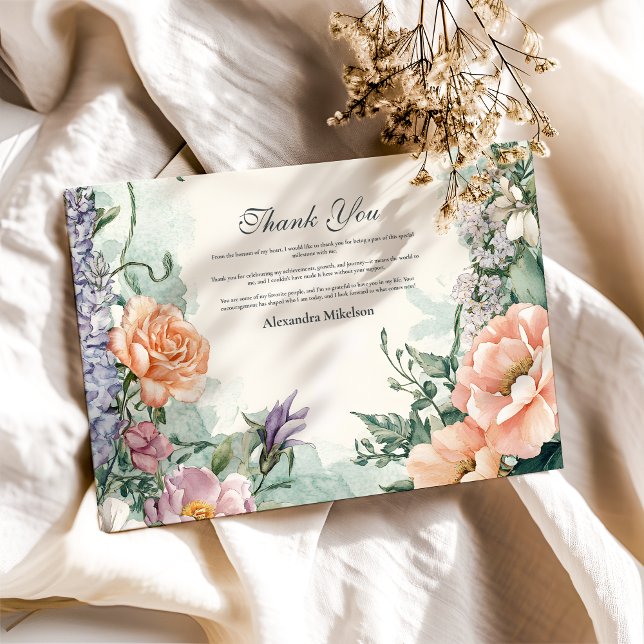 Cartão De Agradecimento Festa de formatura Primavera de flor selvagem (Criador carregado)