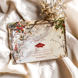 Cartão De Agradecimento Festa de formatura Russo de Flores Selvagens