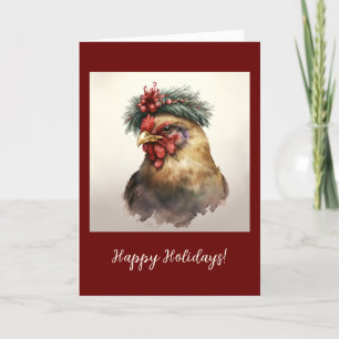 Cartão De Agradecimento Festa de frango festivo dobrada/Cartão de Natal