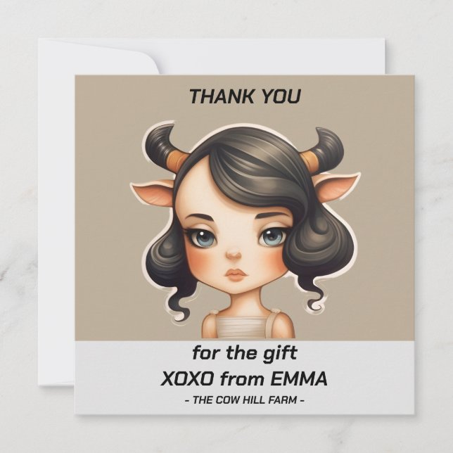 Cartão De Agradecimento Festa de Garotas-Vacas (Frente)