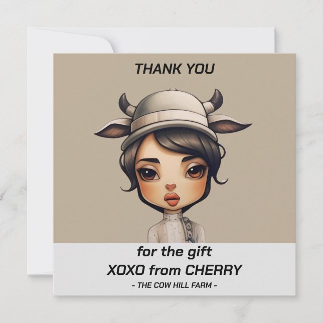 Cartão De Agradecimento Festa de Garotas-Vacas (Frente)