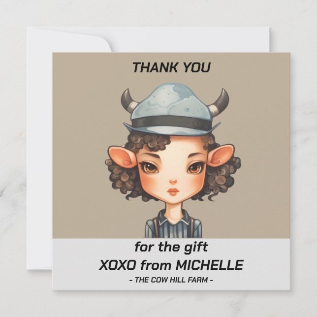 Cartão De Agradecimento Festa de Garotas-Vacas (Frente)