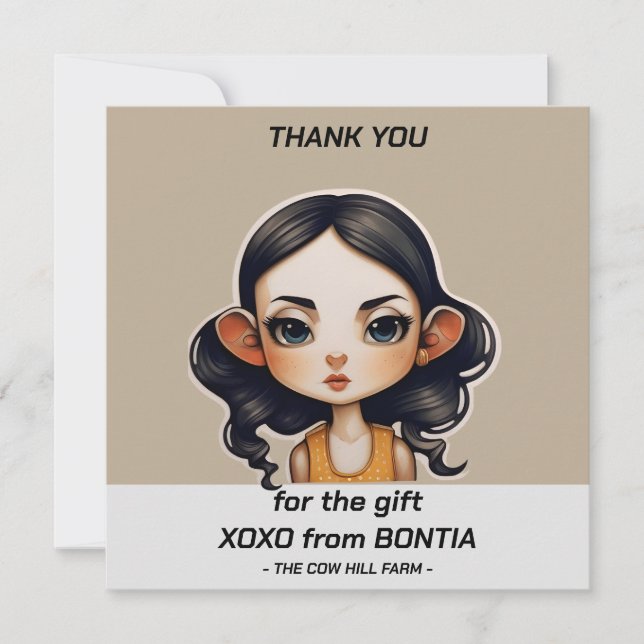 Cartão De Agradecimento Festa de Garotas-Vacas (Frente)