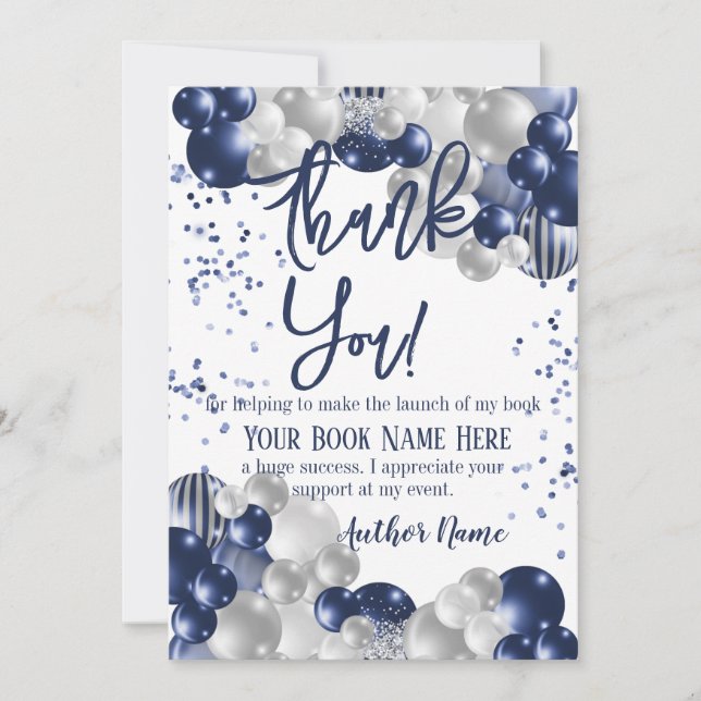 Cartão De Agradecimento Festa de Lançamento de Livro Obrigado (Frente)