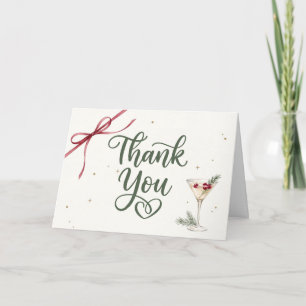 Cartão De Agradecimento Festa de Natal Martinis e Mistletoe