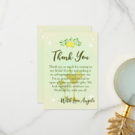 Cartão De Agradecimento Festa de noivado em amarelo limão