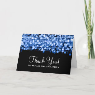 Cartão De Agradecimento Festa de "Obrigado" de Casamento Brilha Azul