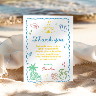 Cartão De Agradecimento Festa de Praia Personalizada de Verão Divertida De