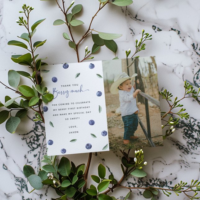 Cartão De Agradecimento Festa de primeiro aniversario "Berry First" (Criador carregado)