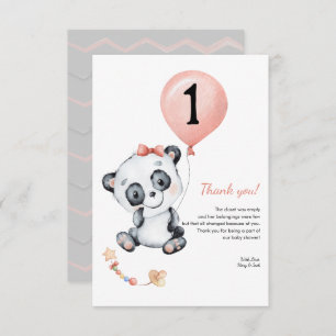 Cartão De Agradecimento Festa de primeiro aniversario de bebê Panda Obriga