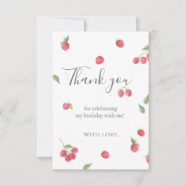 Cartão De Agradecimento Festa de Primeiro Aniversário Raspberry Sweet Berr