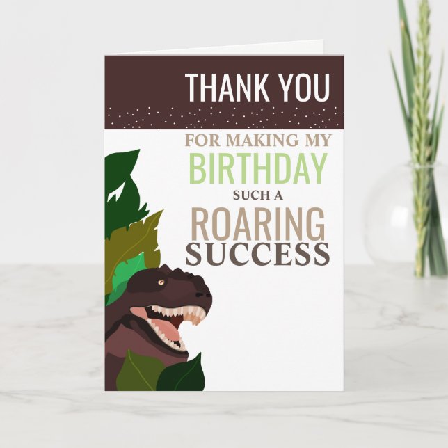 Cartão De Agradecimento Festa de Rex Dinossaur Aniversário das Crianças Ob (Frente)