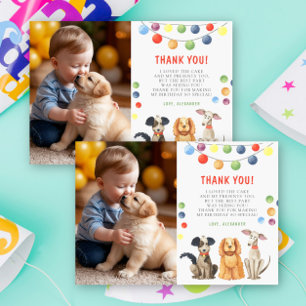 Cartão De Agradecimento Festa de Um Ano do Cachorro em Aquarela