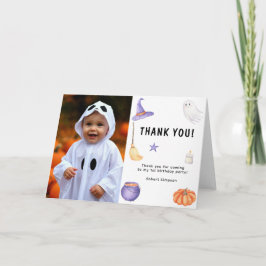 Cartão De Agradecimento Festa de um ano do fantasma aquarela