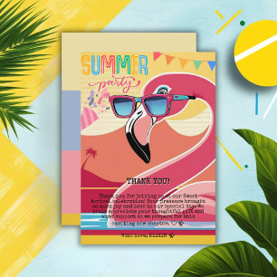Cartão De Agradecimento Festa de Verão Flamingo Rosa
