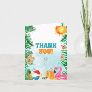 Cartão De Agradecimento Festa de Verão na Praia com Aquarela